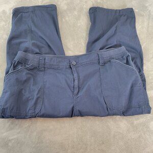 Style Co Womens Pants 20W Plus Capri Cargo Blue Zip Fly Tied Hems BLU198E